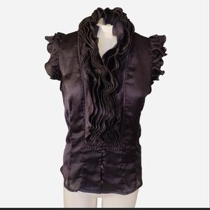 Elegant Ruffled Black Blouse